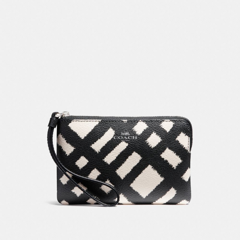 CORNER ZIP WRISTLET WITH WILD PLAID PRINT - COACH f23715 - SVMRW