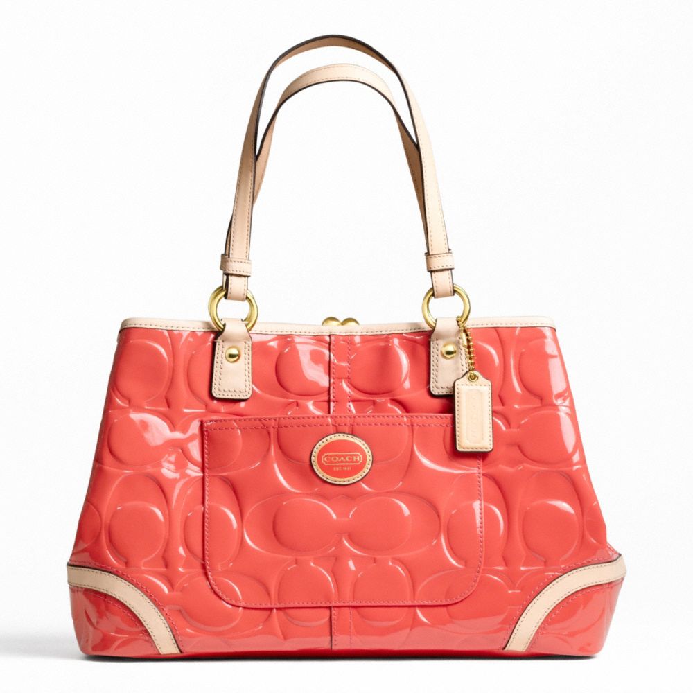 PEYTON EMBOSSED PATENT FRAMED SHOPPER COACH F23722