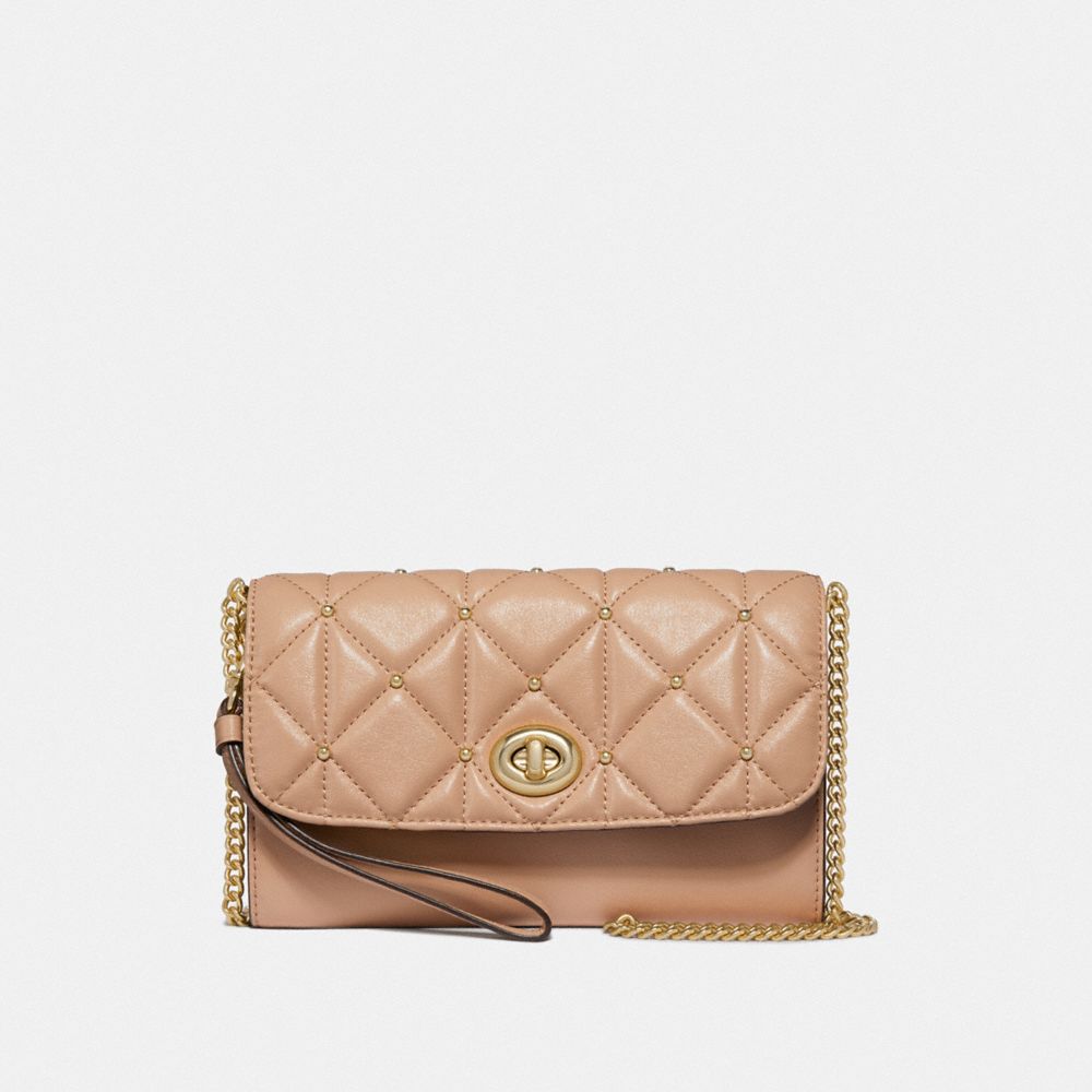 CHAIN CROSSBODY WITH QUILTING - COACH F23816 - BEECHWOOD/LIGHT GOLD
