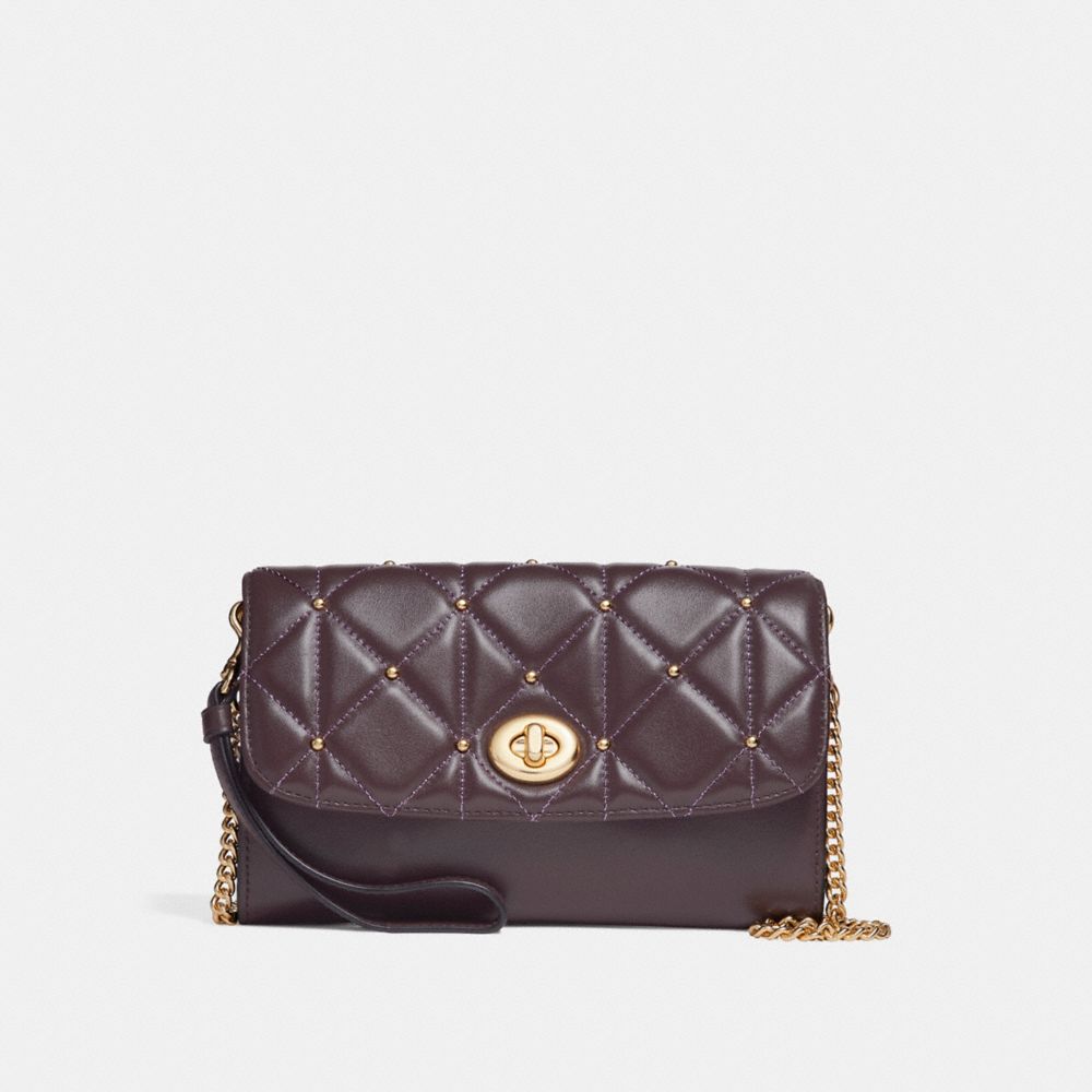 CHAIN CROSSBODY WITH QUILTING - LIGHT GOLD/OXBLOOD 1 - COACH F23816