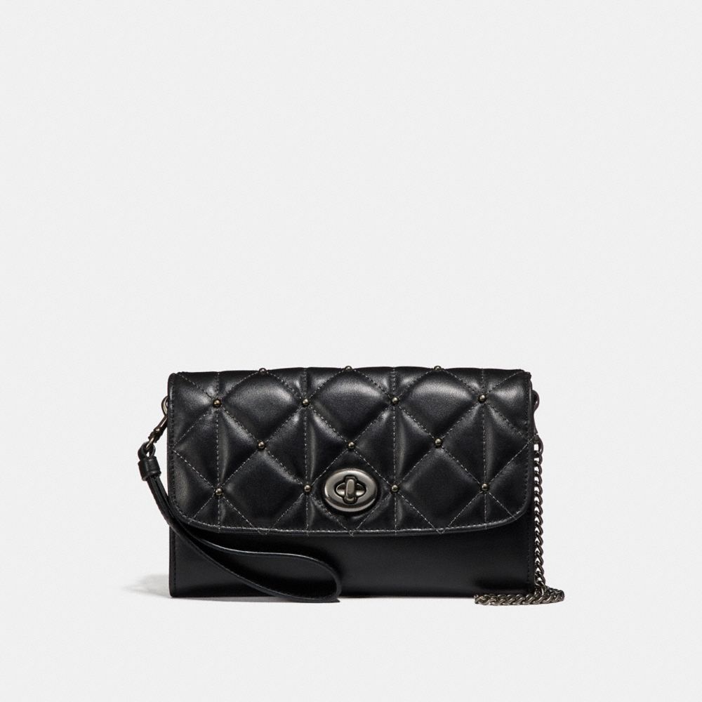 COACH F23816 Chain Crossbody With Quilting ANTIQUE NICKEL/BLACK