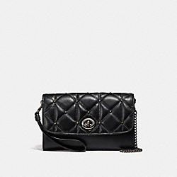 CHAIN CROSSBODY WITH QUILTING - COACH f23816 - ANTIQUE NICKEL/BLACK
