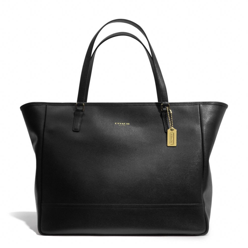 COACH SAFFIANO LEATHER LARGE CITY TOTE - BRASS/BLACK - f23822