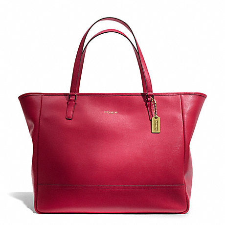 COACH SAFFIANO LEATHER LARGE CITY TOTE - BRASS/SCARLET - f23822