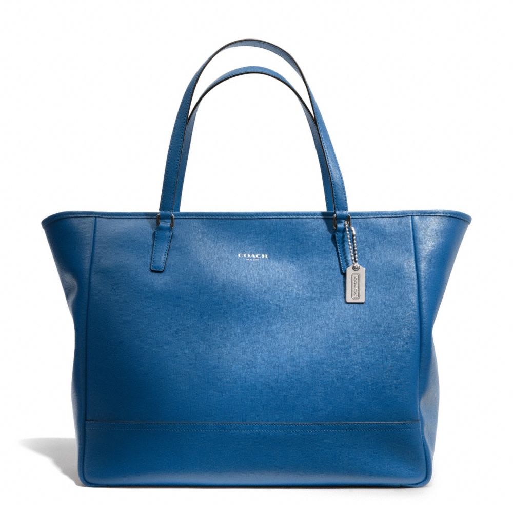 SAFFIANO LEATHER LARGE CITY TOTE - f23822 - SILVER/COBALT