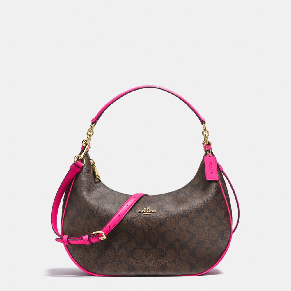 COACH F23856 East/west Harley Hobo In Signature Coated Canvas IMITATION GOLD/BROWN