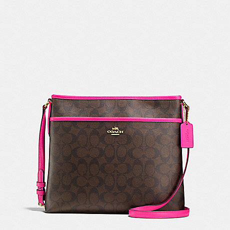 COACH f23866 FILE BAG IN SIGNATURE COATED CANVAS IMITATION GOLD/BROWN