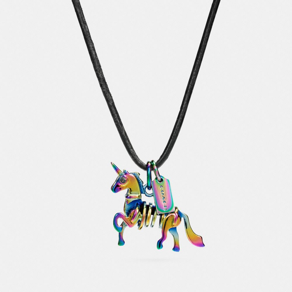 COACH LEATHER CORD CHARM NECKLACE - PRIMROSE/OIL SLICK - F23877