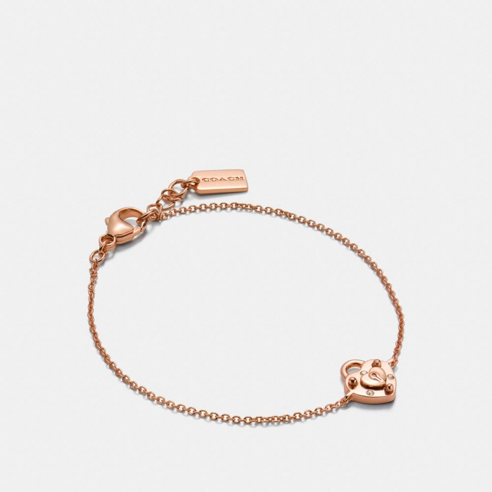 COACH F23878 MINI DEMI-FINE PADLOCK HEART BRACELET ROSEGOLD