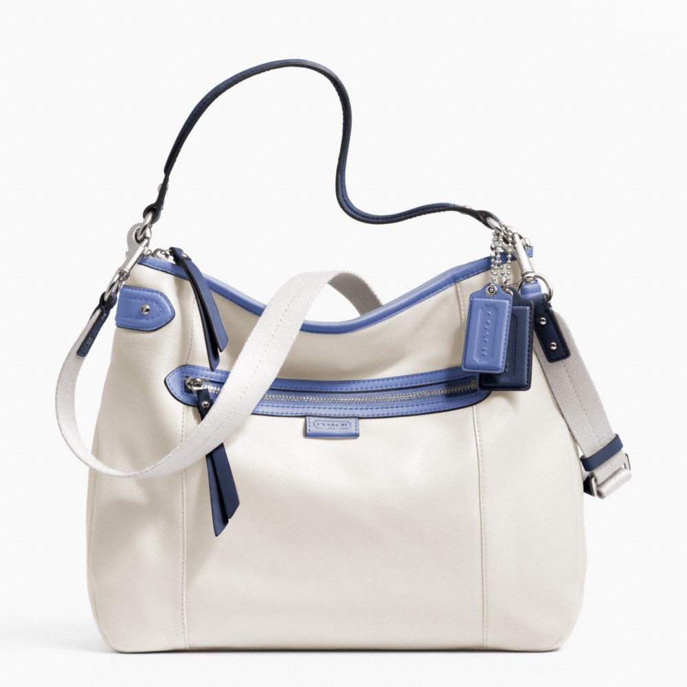 DAISY SPECTATOR LEATHER CONVERTIBLE HOBO - f23903 - SILVER/PARCHMENT MULTI