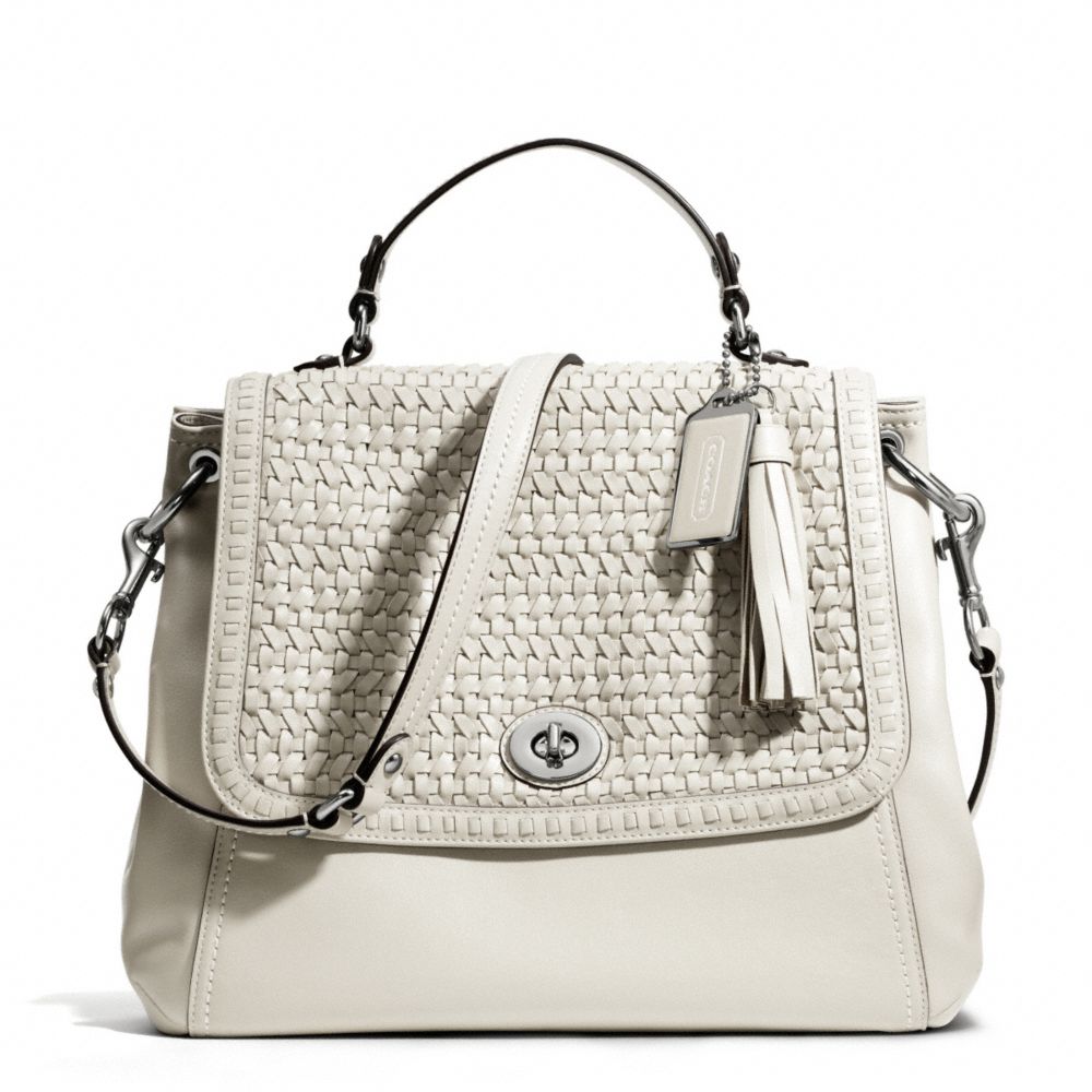 PARK WOVEN LEATHER FLAP - SILVER/WHITE OAK - COACH F23912