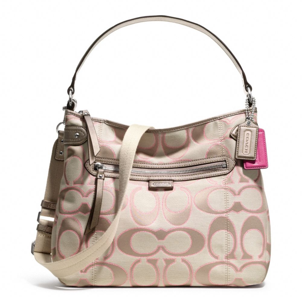 DAISY OUTLINE SIGNATURE METALLIC CONVERTIBLE HOBO COACH F23918