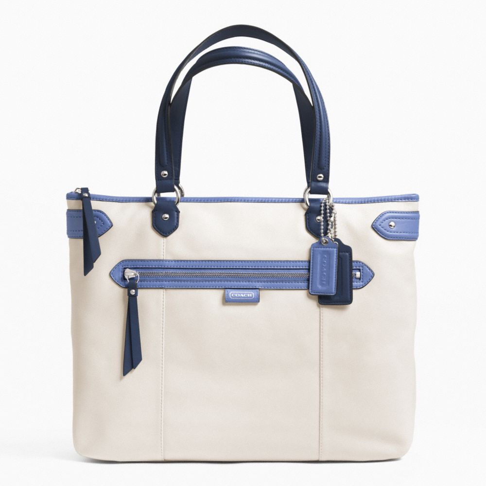 DAISY SPECTATOR LEATHER EMMA TOTE - f23922 - SILVER/PARCHMENT MULTI