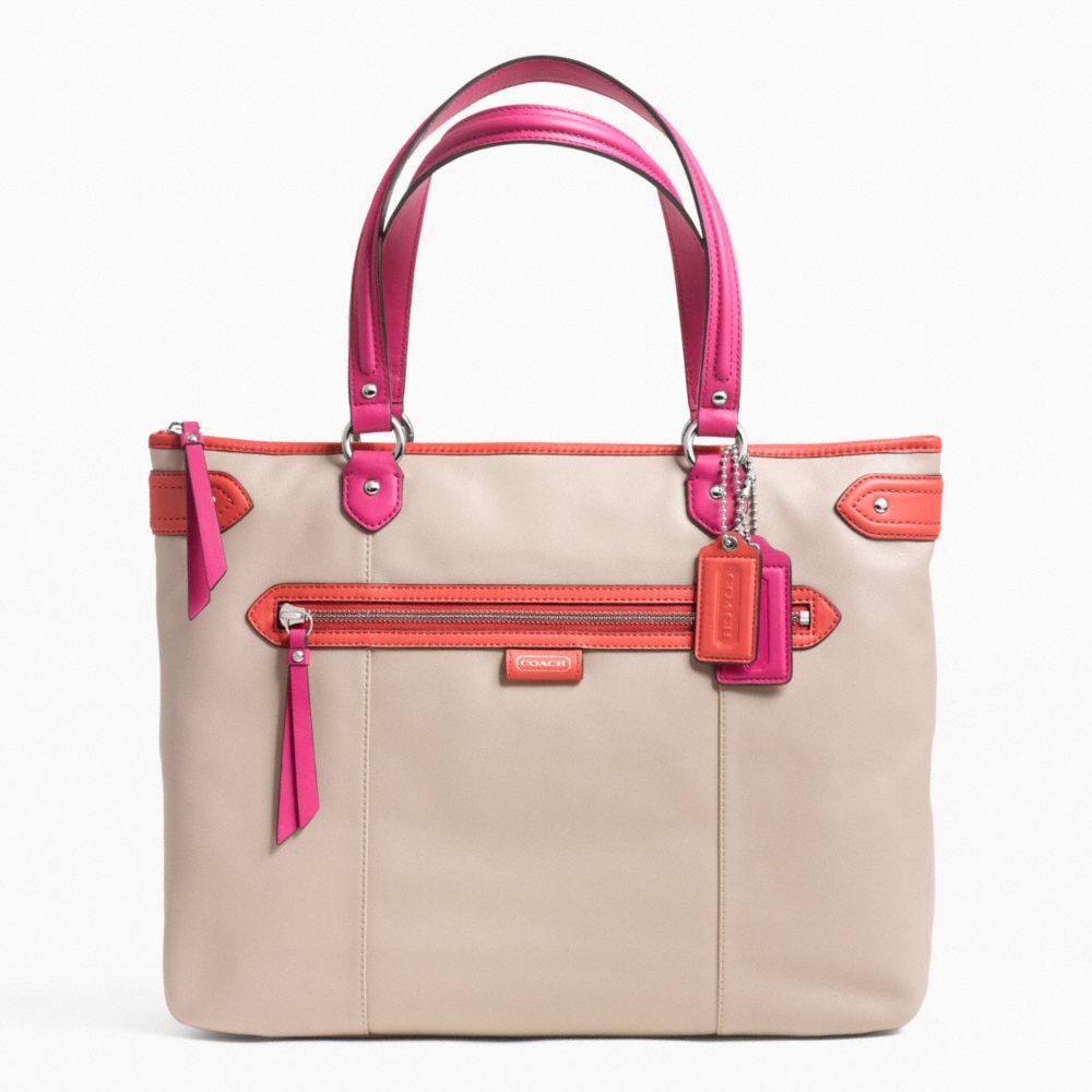 DAISY SPECTATOR LEATHER EMMA TOTE - f23922 - SILVER/SAND MULTICOLOR