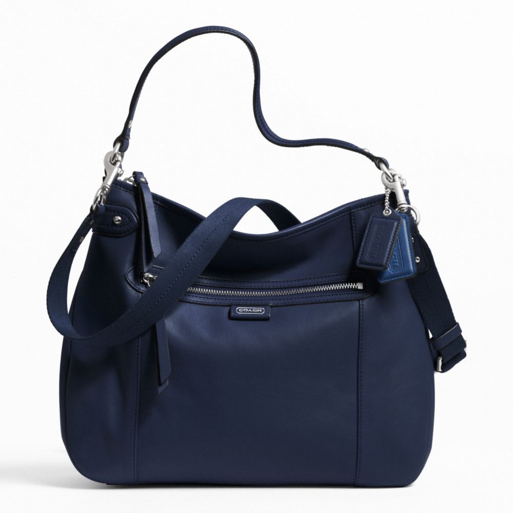 COACH DAISY LEATHER CONVERTIBLE HOBO - SILVER/MIDNIGHT NAVY - f23937