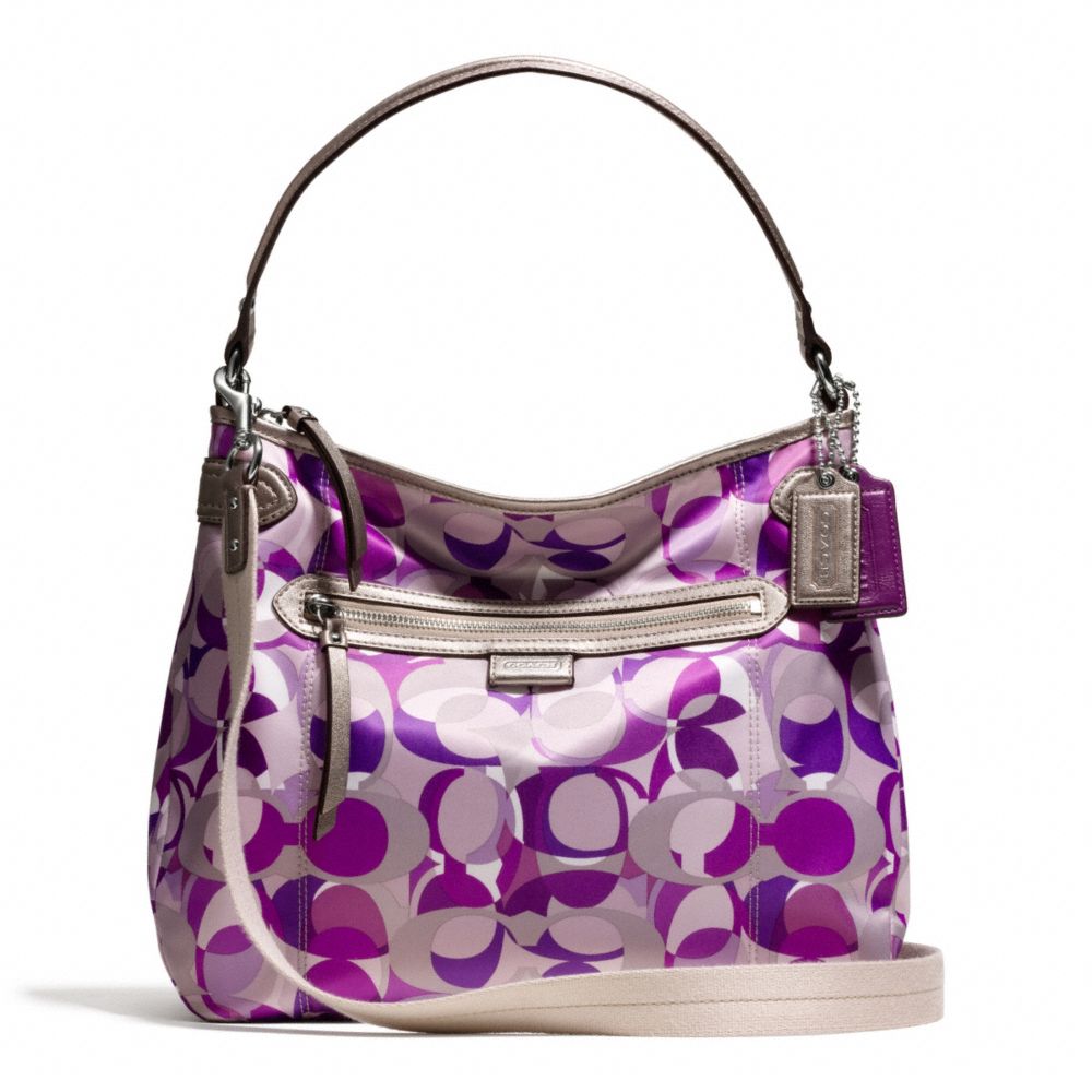 COACH F23957 - DAISY KALEIDOSCOPE PRINT CONVERTIBLE HOBO SILVER/PURPLE MULTI