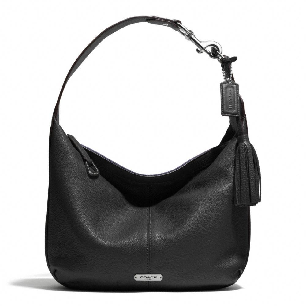 AVERY LEATHER SMALL HOBO - f23960 - SILVER/BLACK
