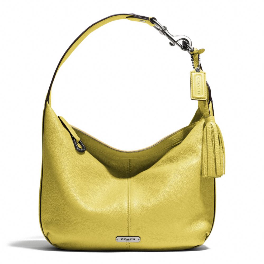 COACH F23960 Avery Leather Small Hobo SILVER/CHARTREUSE