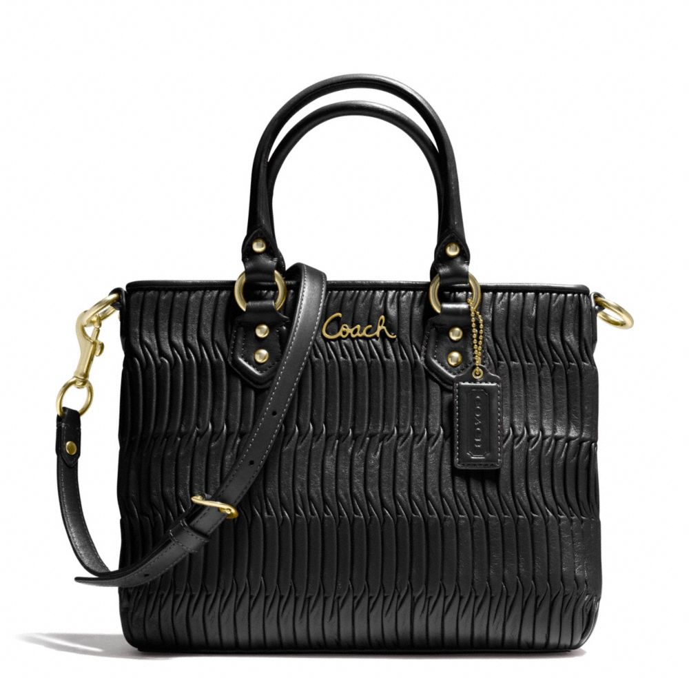 COACH F23972 - ASHLEY GATHERED LEATHER MINI TOTE BRASS/BLACK