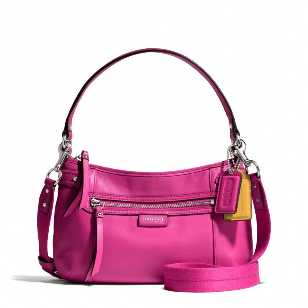 COACH f23978 DAISY LEATHER CROSSBODY SILVER/BRIGHT MAGENTA