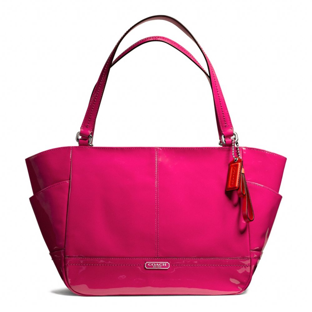 PARK PATENT CARRIE TOTE - SILVER/RASPBERRY - COACH F23979