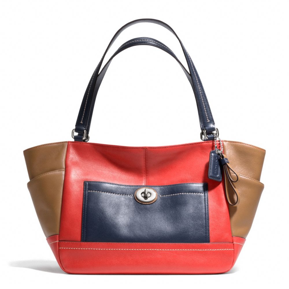 COACH PARK COLORBLOCK CARRIE - SILVER/VERMILLION MULTICOLOR - F24065