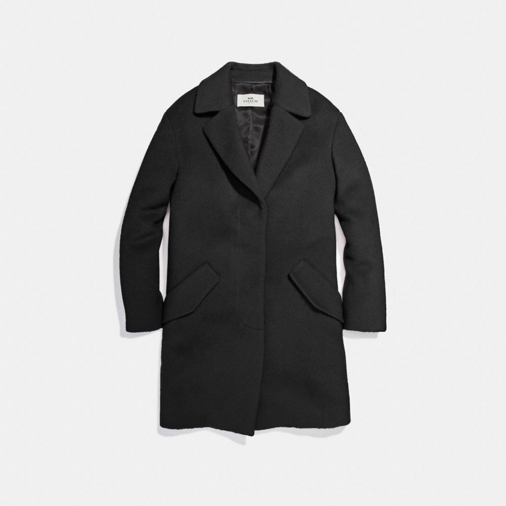 SOLID WOOL COAT - f24084 - BLACK