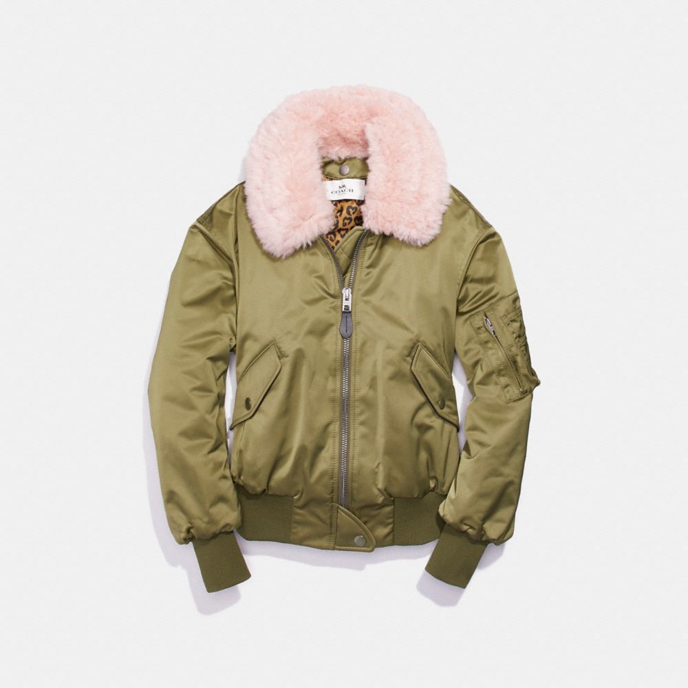 MA-1 JACKET WITH SHEARLING COLLAR - COACH f24086 - DARK UTILITY