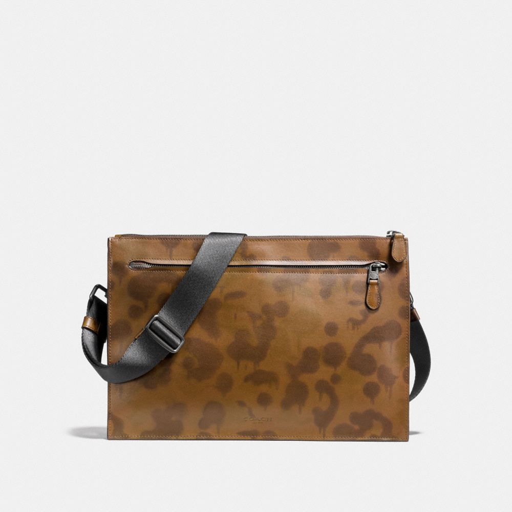 COACH F24105 Manhattan Convertible Slim Messenger With Wild Beast Print SURPLUS/BLACK COPPER FINISH