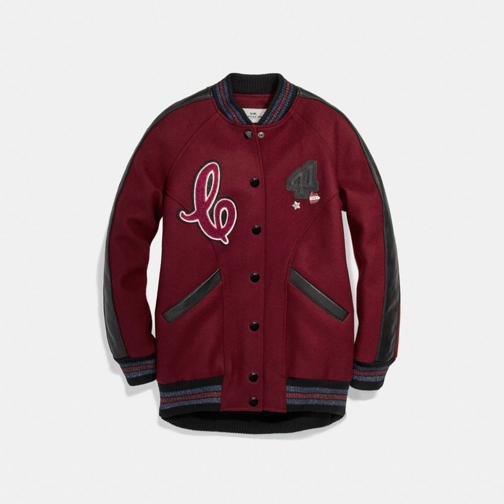 BOYFRIEND VARSITY JACKET - f24192 - CRIMSON