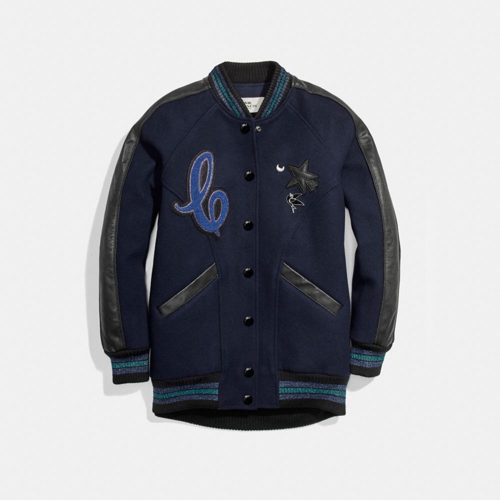 BOYFRIEND VARSITY JACKET - COACH f24192 - NAVY/BLACK