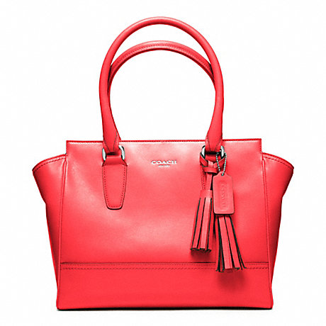 COACH f24202 LEATHER CANDACE CARRYALL SILVER/BRIGHT CORAL