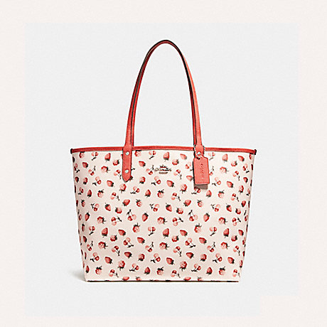 COACH F24214 REVERSIBLE CITY TOTE WITH FRUIT PRINT SILVER/CHALK-MULTI