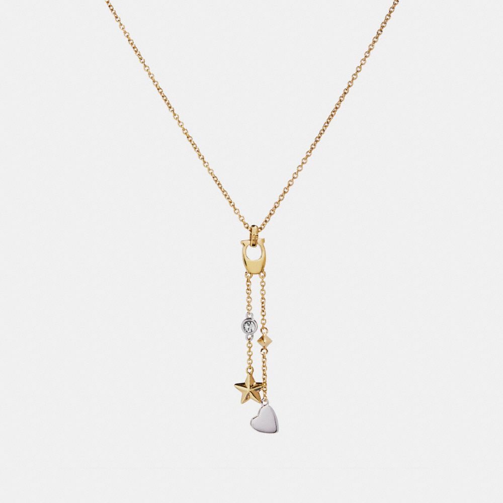 COACH STARDUST SIGNATURE LARIAT NECKLACE - MULTI/GOLD - F24237