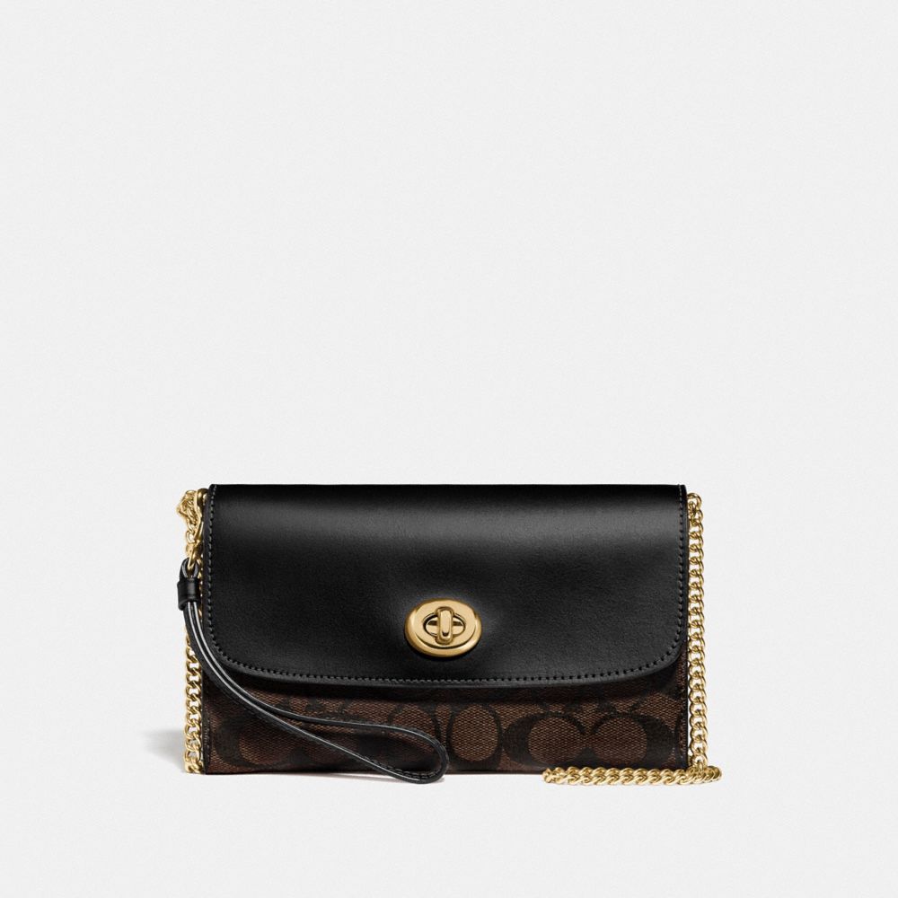 CHAIN CROSSBODY IN SIGNATURE CANVAS - BROWN/BLACK/GOLD - COACH F24280