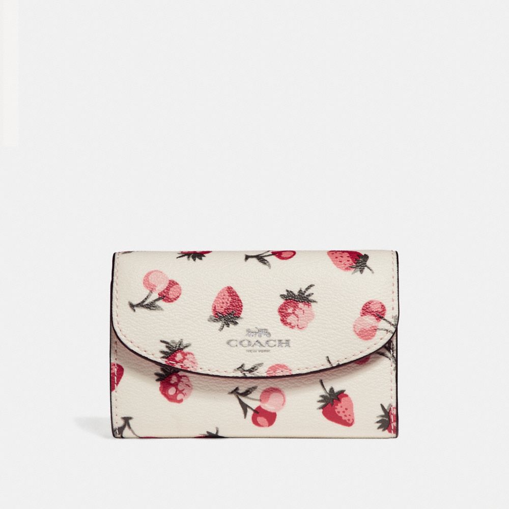 COACH KEY CASE WITH FRUIT PRINT - SILVER/CHALK MULTI - f24285