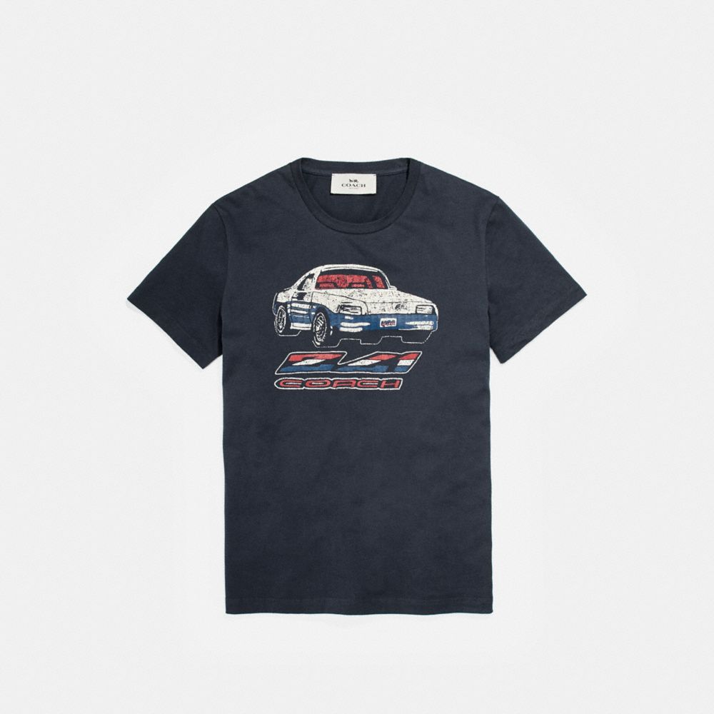 VINTAGE CAR T-SHIRT - DENIM - COACH F24297