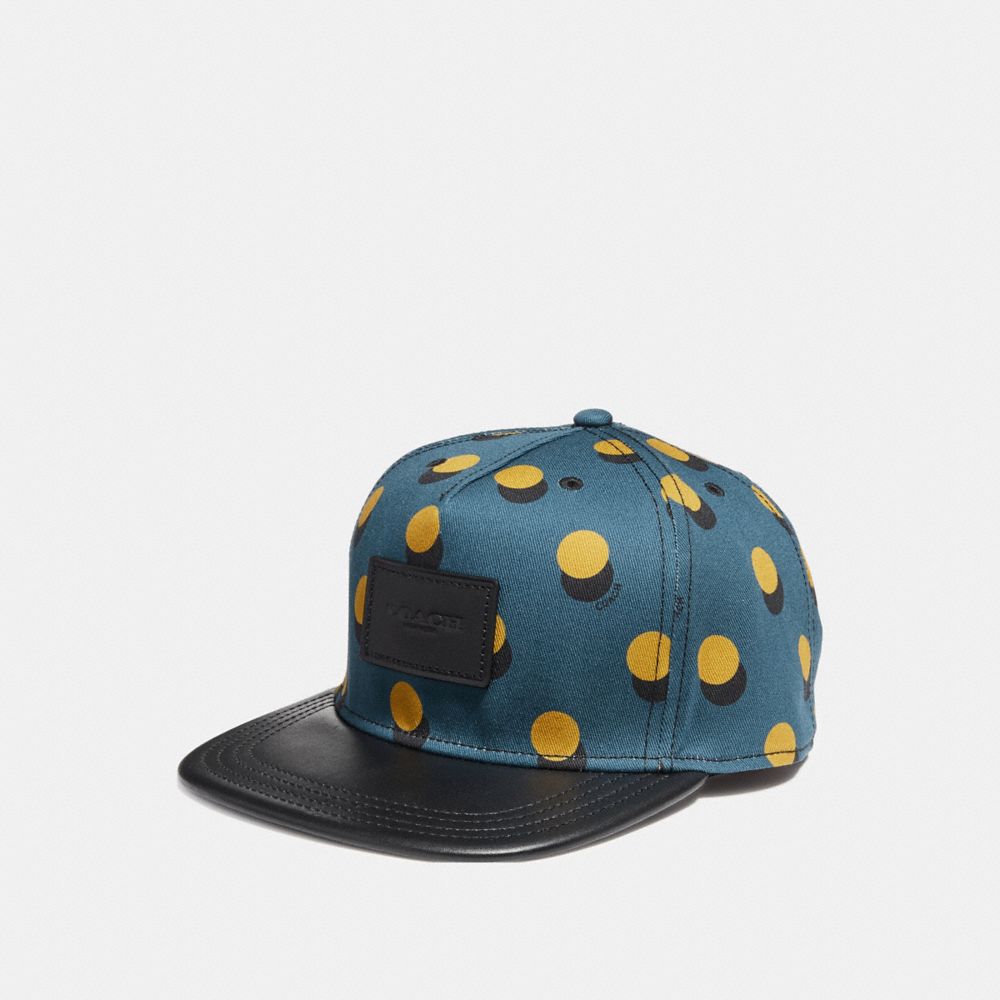 COACH F24298 Graphic Print Flat Brim Hat MUSTARD MULTI DOT