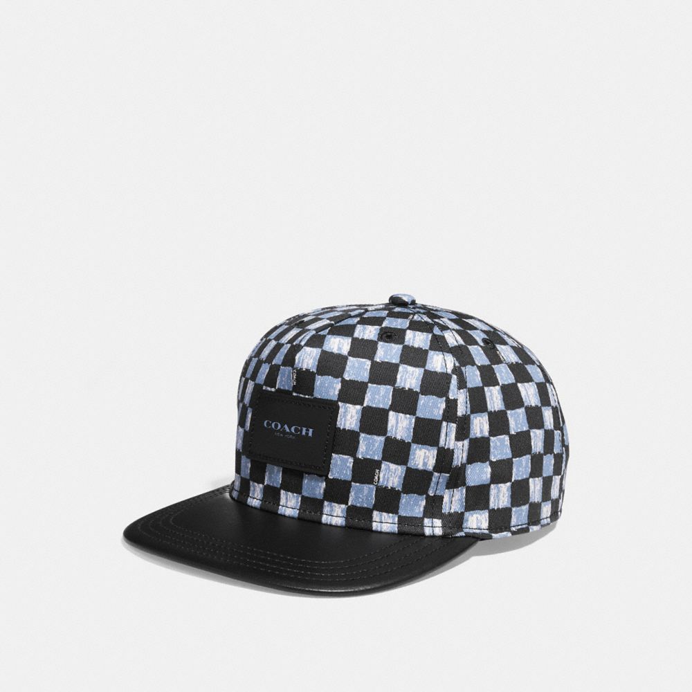 GRAPHIC PRINT FLAT BRIM HAT - f24298 - DUSK MULTI CHECKER