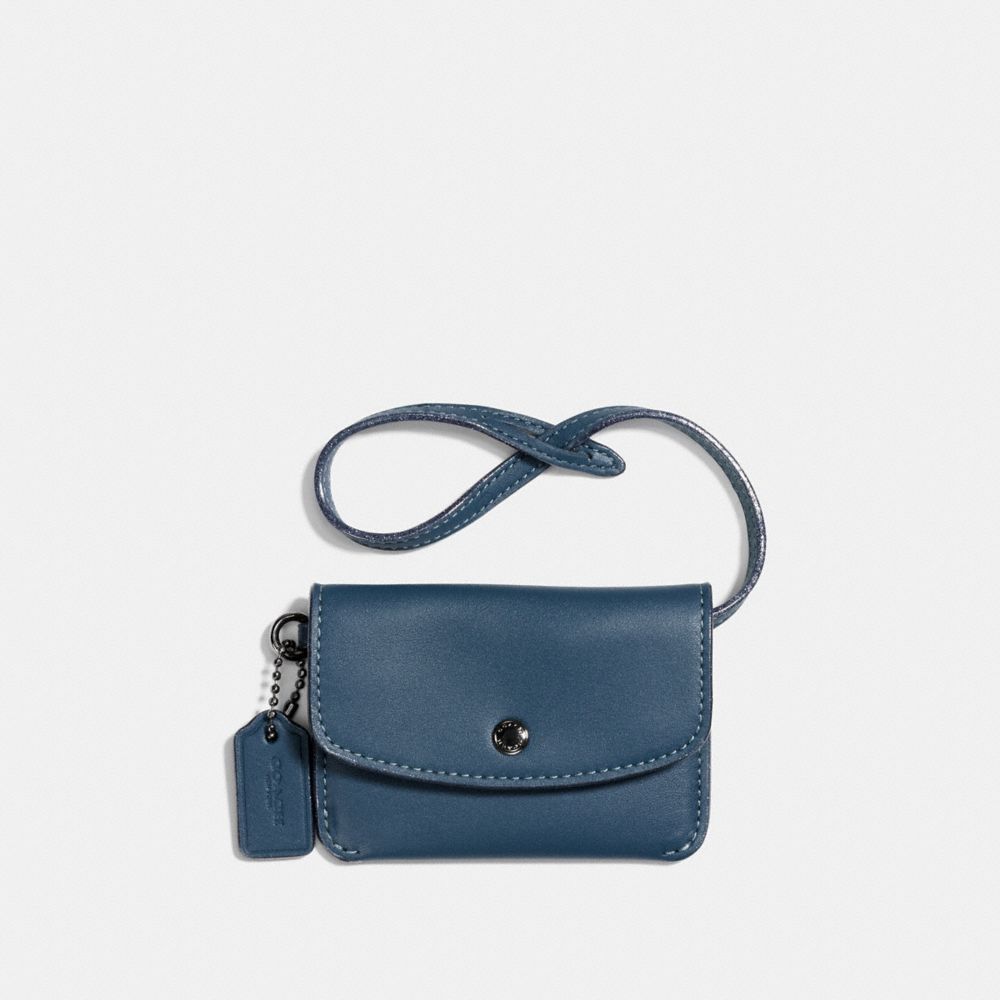 COACH f24308 CARD POUCH DENIM/DARK GUNMETAL