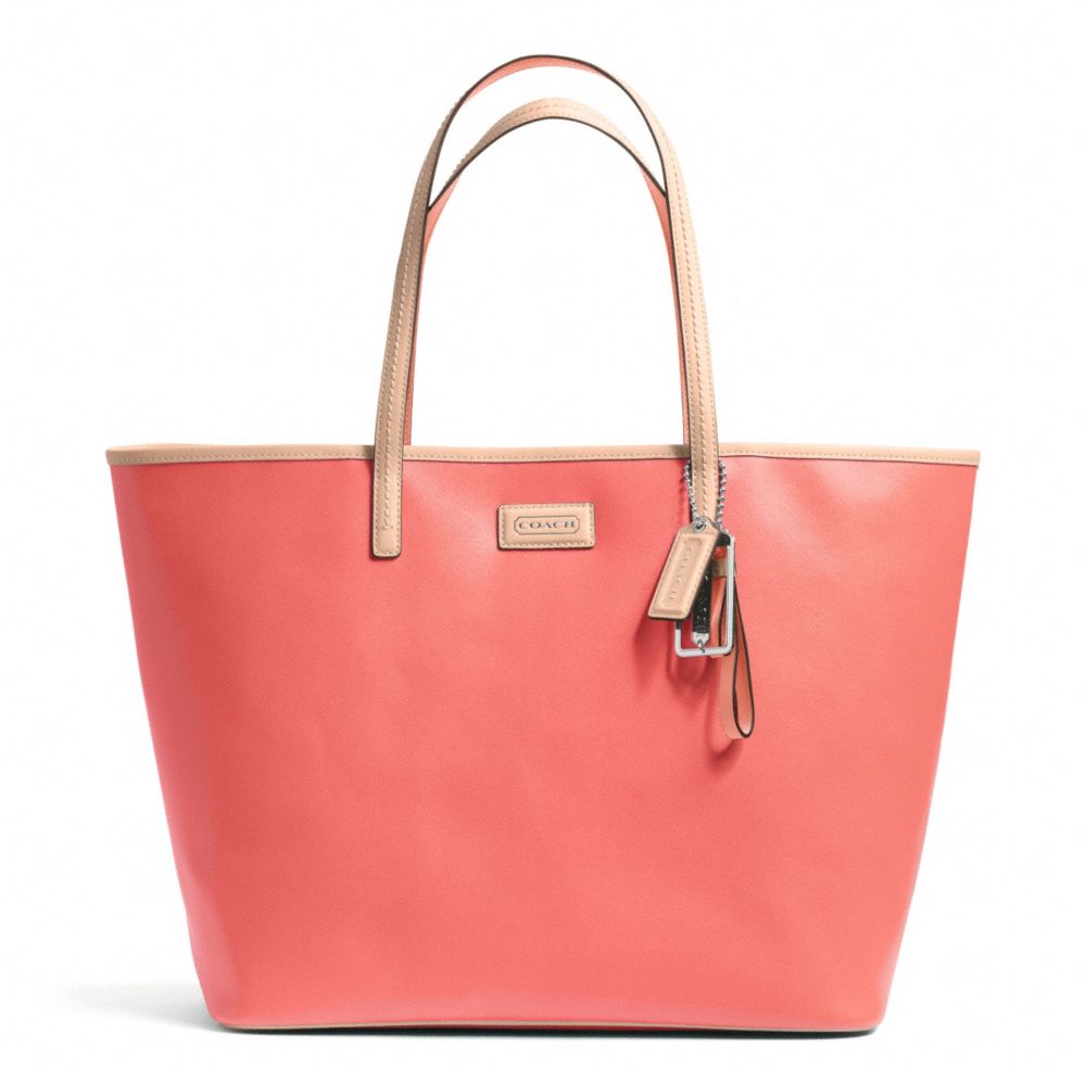 PARK METRO LEATHER TOTE - f24341 - BRASS/CORAL