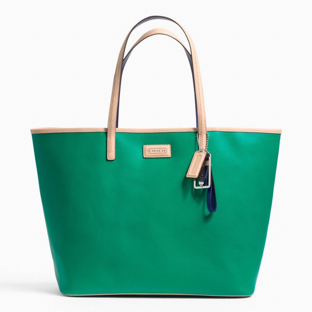 COACH F24341 - METRO SAFFIANO LEATHER TOTE SILVER/BRIGHT JADE