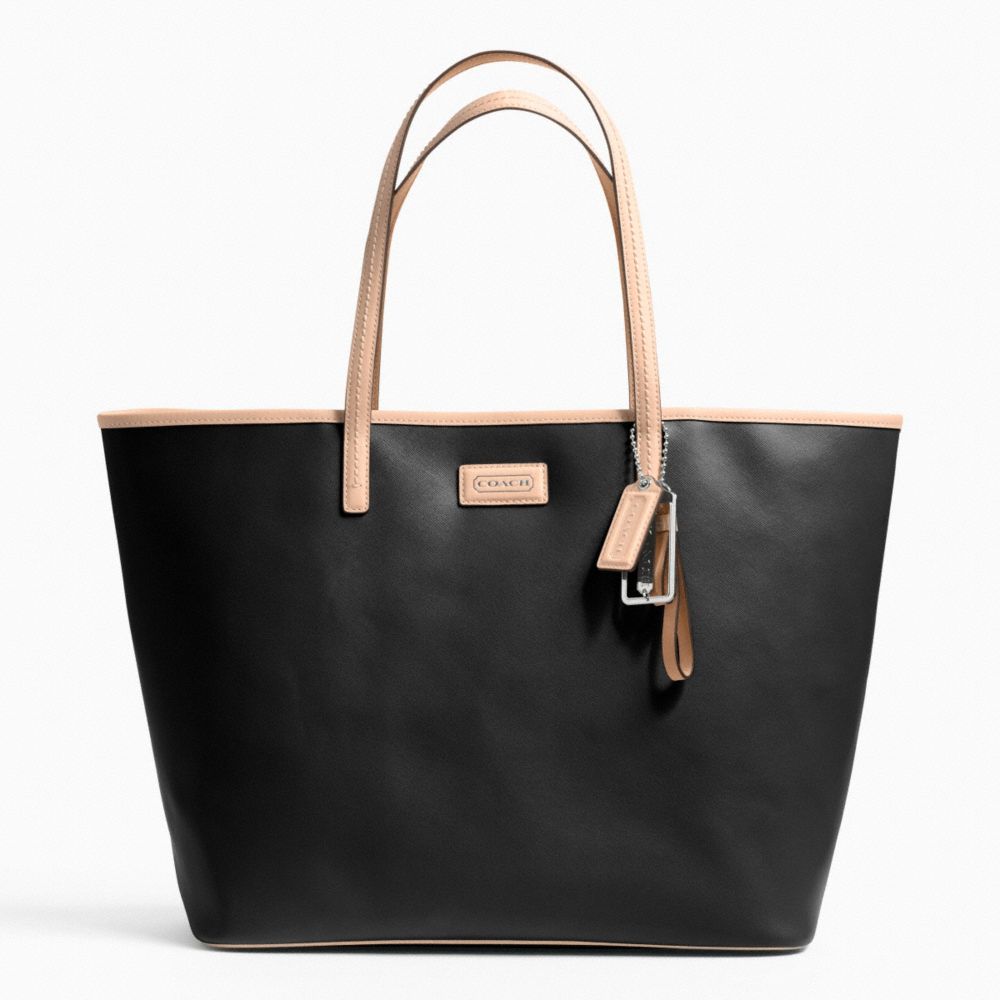 COACH METRO SAFFIANO LEATHER TOTE - SILVER/BLACK - F24341