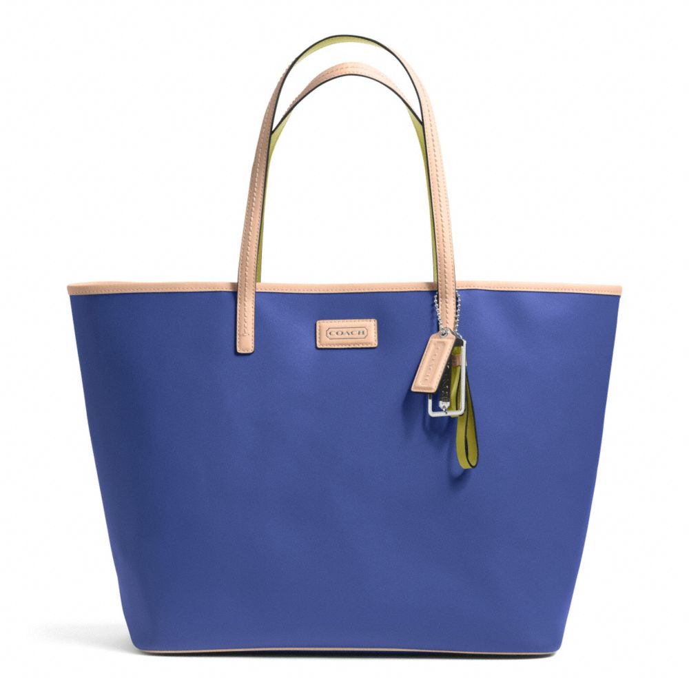 PARK METRO TOTE IN LEATHER - f24341 - SILVER/PORCELAIN BLUE