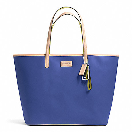 COACH F24341 PARK METRO TOTE IN LEATHER SILVER/PORCELAIN-BLUE