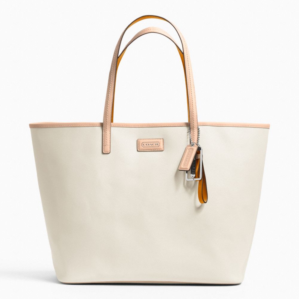 METRO SAFFIANO LEATHER TOTE - f24341 - SILVER/PARCHMENT