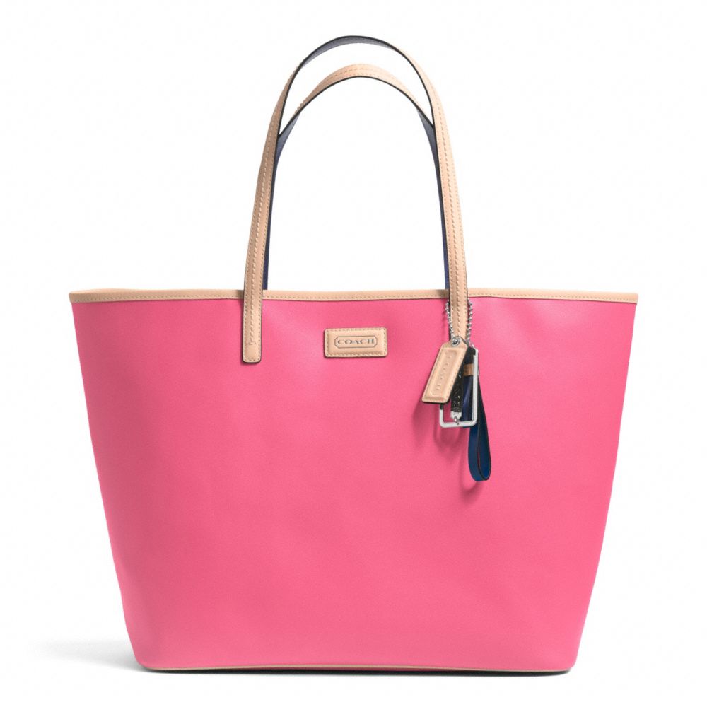 PARK METRO TOTE IN LEATHER - f24341 - SILVER/POMEGRANATE