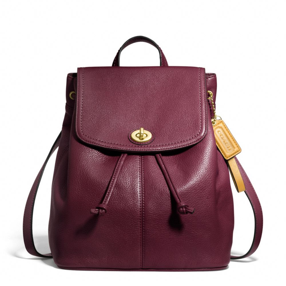 COACH PARK LEATHER BACKPACK - BRASS/BURGUNDY - F24385