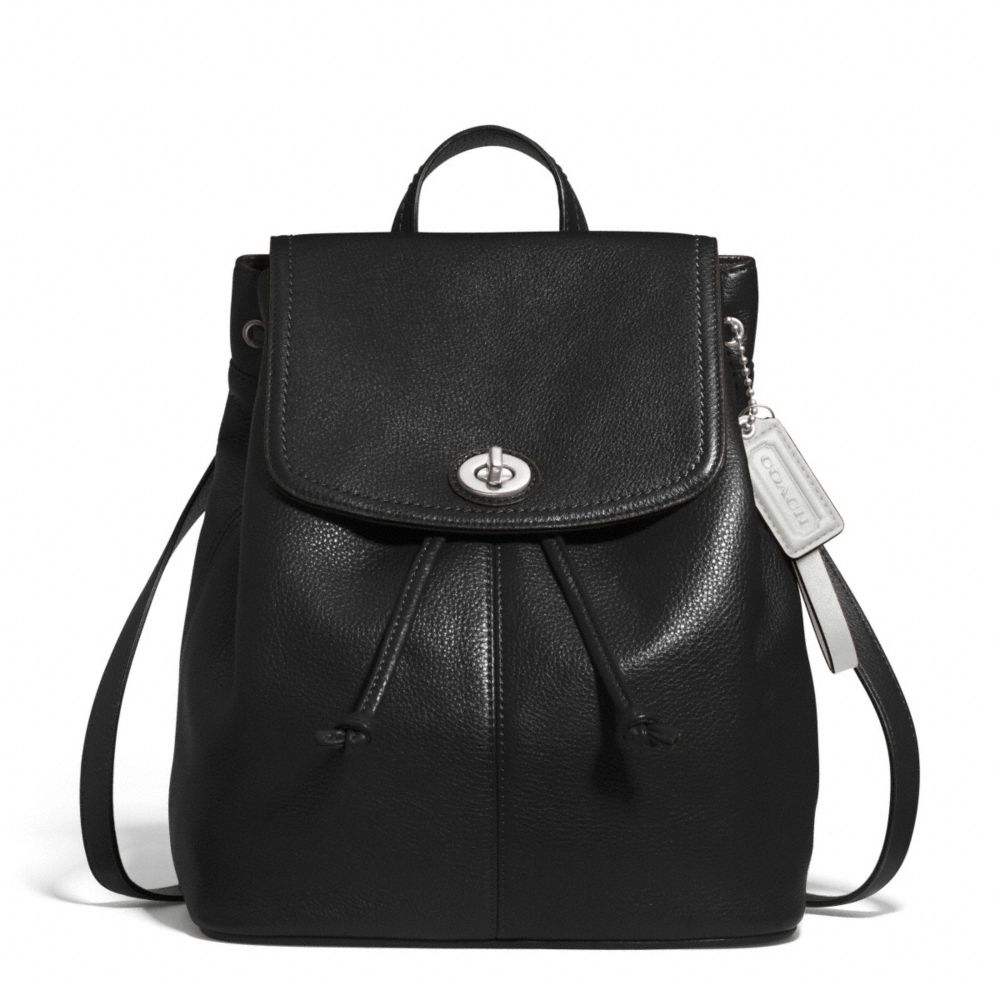 PARK LEATHER BACKPACK - f24385 - SILVER/BLACK