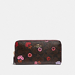 ACCORDION ZIP WALLET WITH PRIMROSE FLORAL SIGNATURE PRINT - COACH f24398 - IMBMC